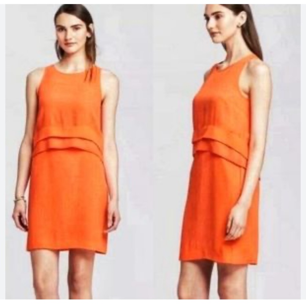 Banana Republic fluorescent orange sleeveless tiered dress brand new with tags